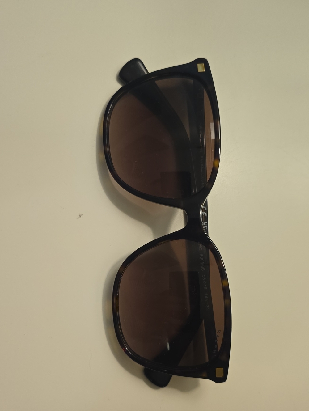 Ralph Lauren Tortoise Shell Sunglass Temple Arm with Logo Detail